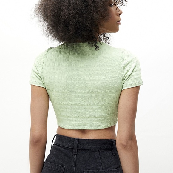 PacSun Green Textured Crop Top with Tie Front  
- PacCares Keyhole T-Shirt - Picture 4 of 8
